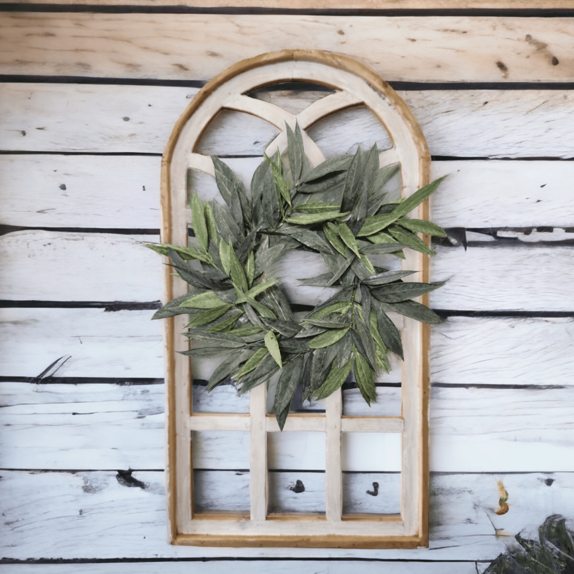 Farmhouse Wooden Wall Window Arch - The Paradise Fields Large Wood Window Frame 2 Sizes 44" and 48" - Paradise Fields + Wreaths wall windowsRanch Junkie